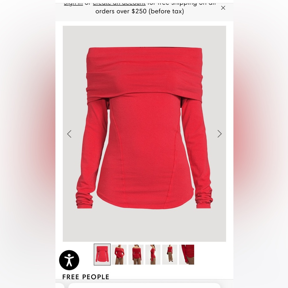 BNWT free people stretch off shoulder top